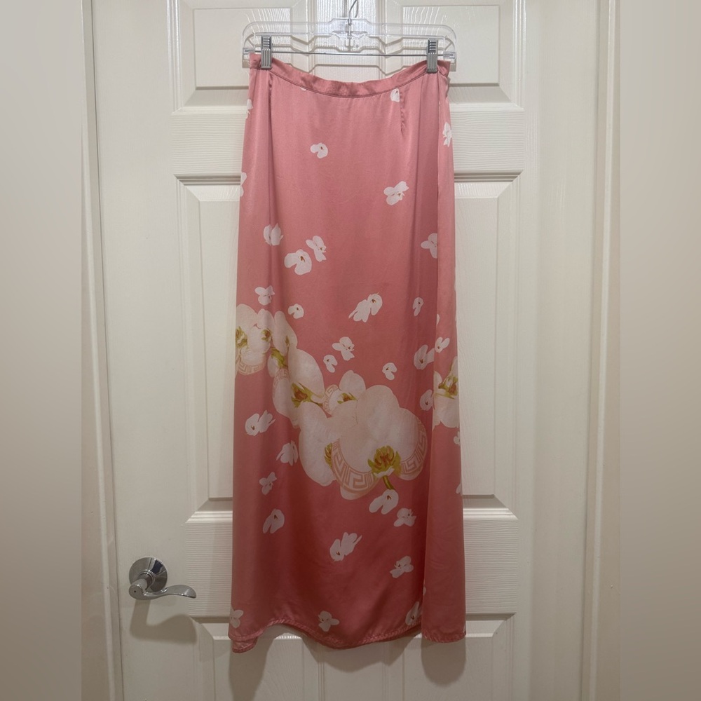 Versace Pink Floral Maxi Skirt